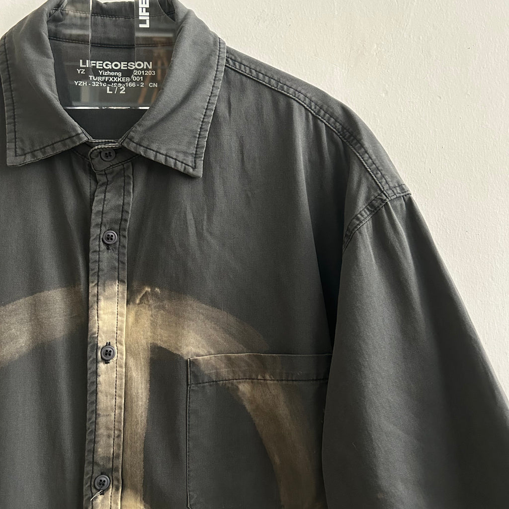 LIFEGOESON 25SS - Hand-Painted Peace Symbol Short-Sleeve Shirt