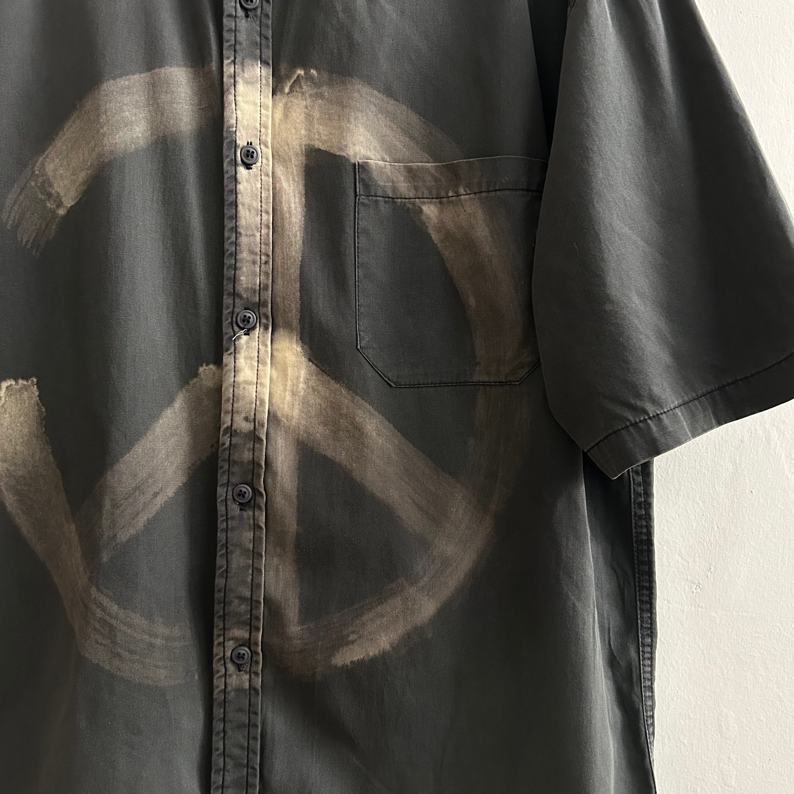 LIFEGOESON 25SS - Hand-Painted Peace Symbol Short-Sleeve Shirt