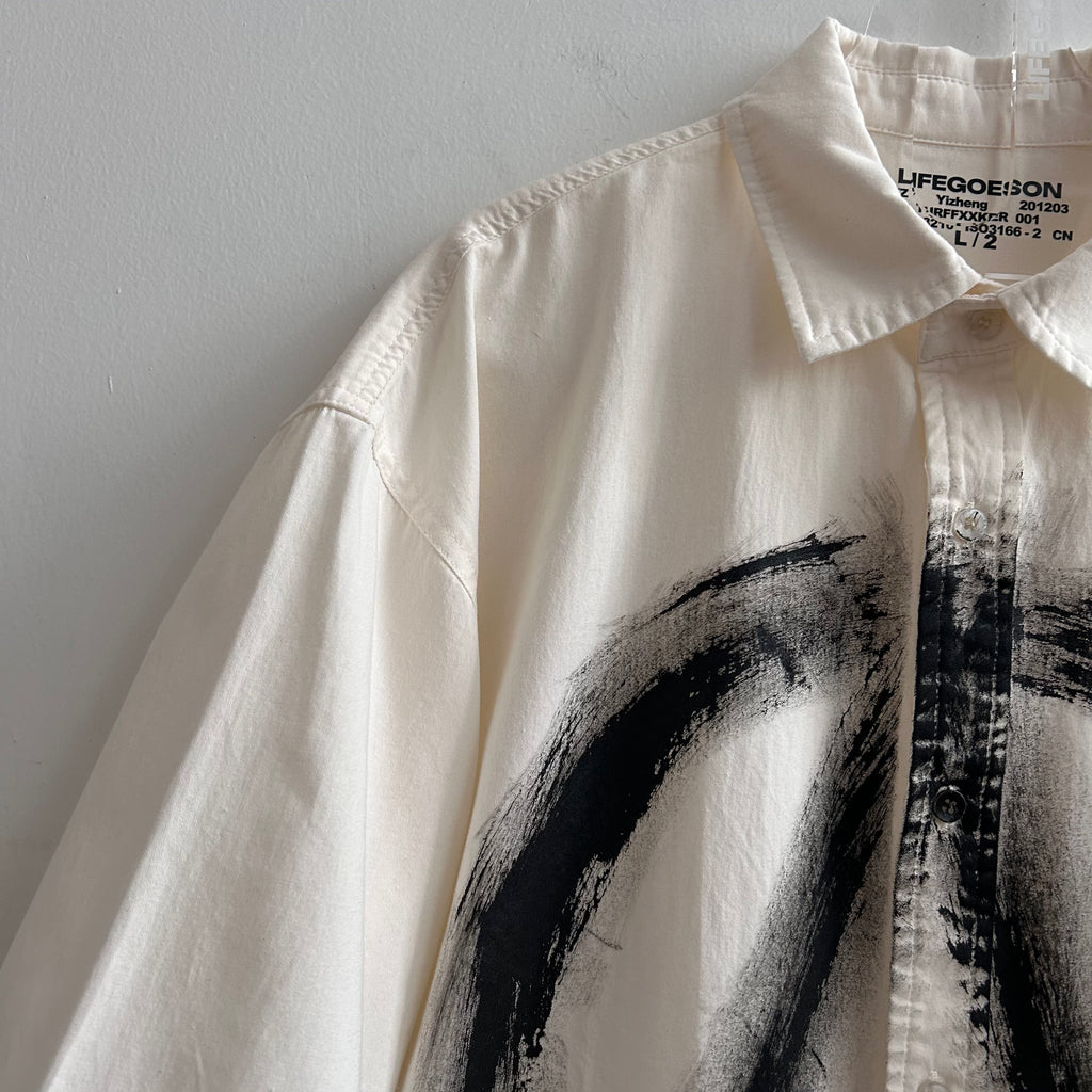 LIFEGOESON 25SS - Hand-Painted Peace Symbol Short-Sleeve Shirt