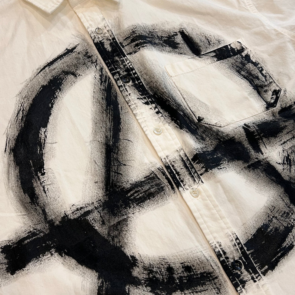 LIFEGOESON 25SS - Hand-Painted Peace Symbol Short-Sleeve Shirt
