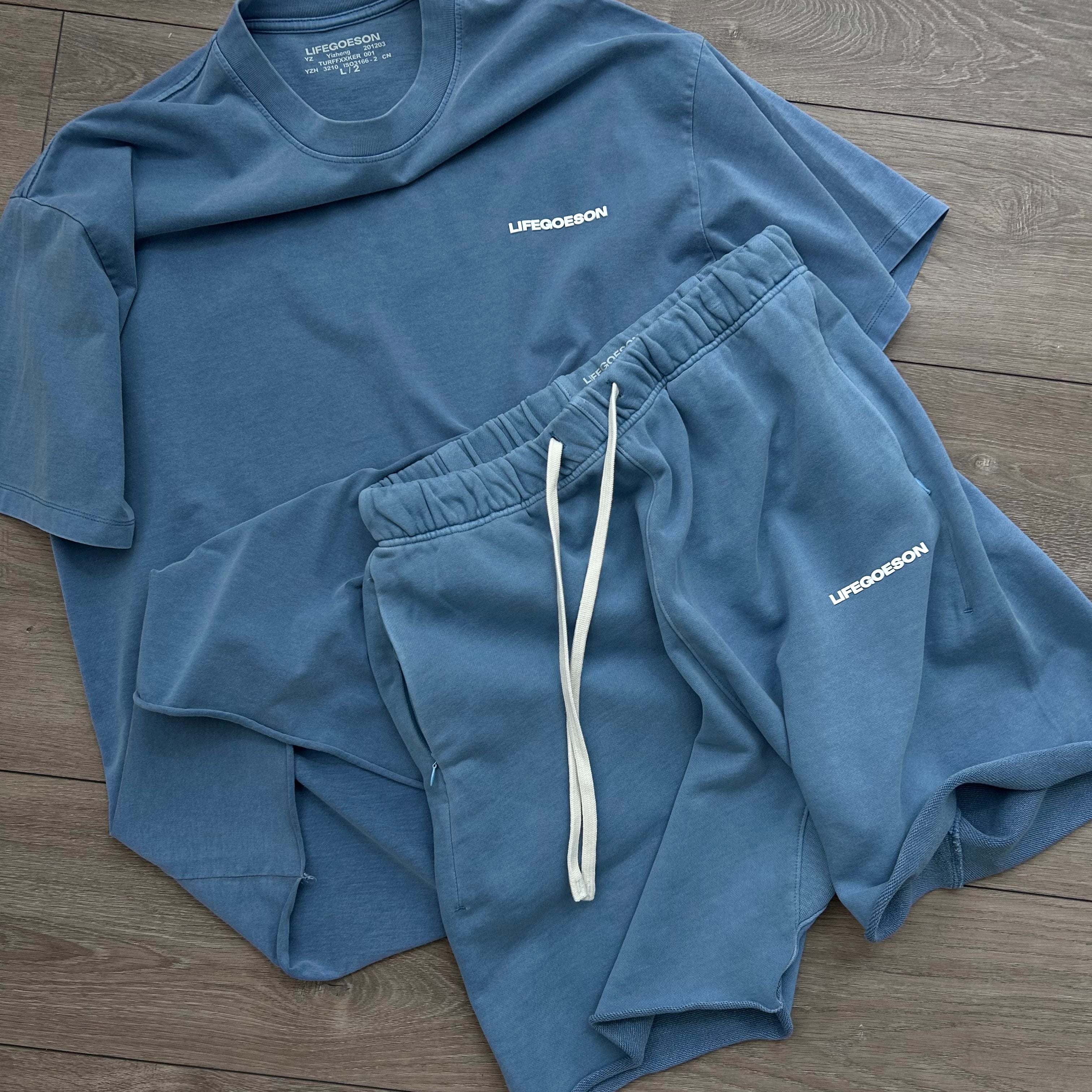 LIFEGOESON 25SS - Washed Dusty Blue Shorts Set