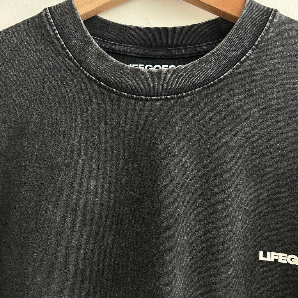 LIFEGOESON 25SS - Enzyme-Washed Black with Snowflake Abrasion Technique Shorts Set