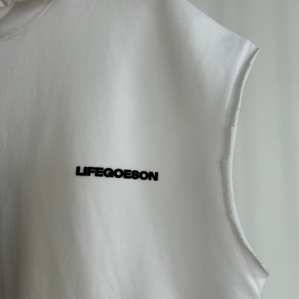 LIFEGOESON 25SS - Hooded Sleeveless Pullover Hoodie with Tie-End Drawstrings