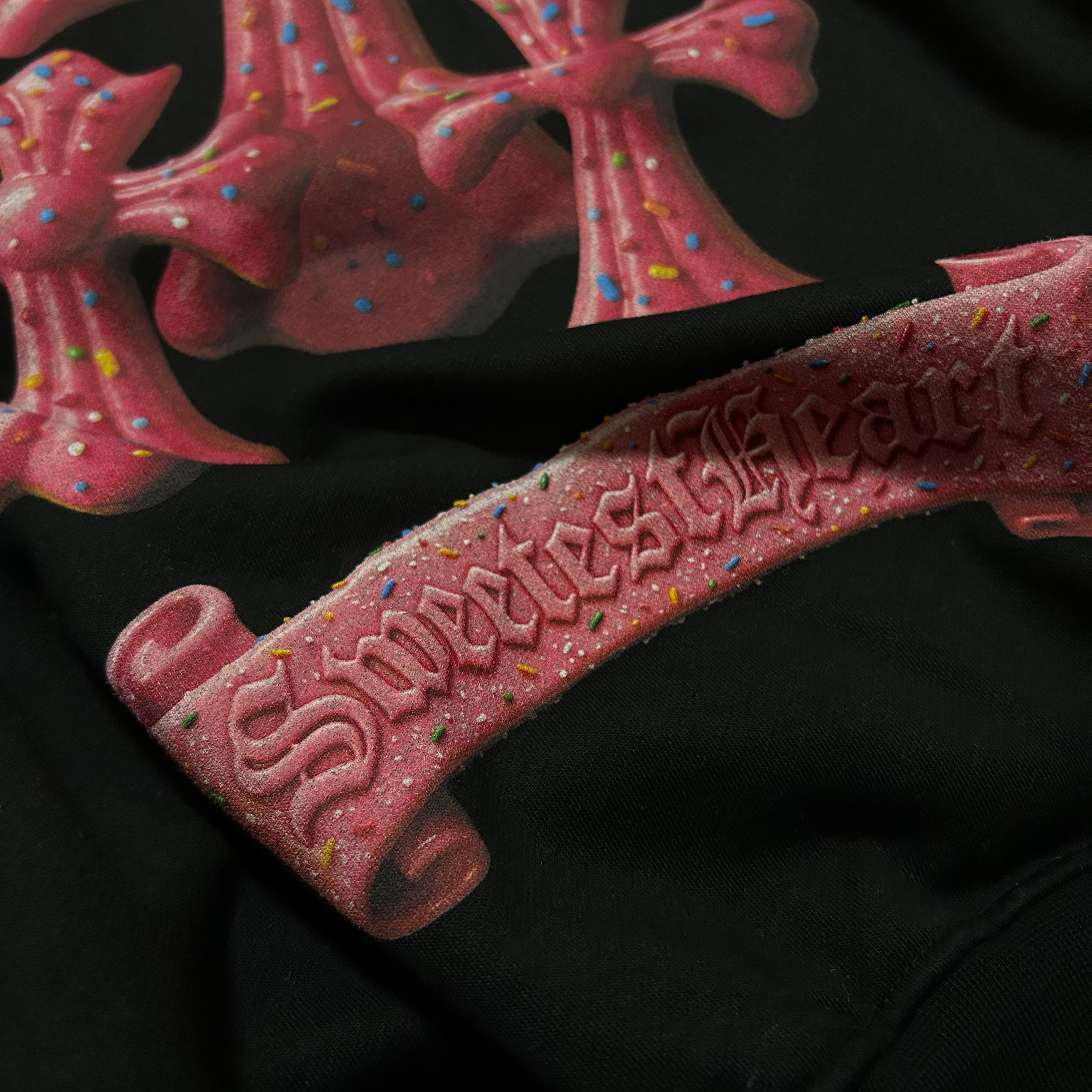 LIFEGOESON 25AW - Strawberry Donut Cross Zip-Up Hoodie