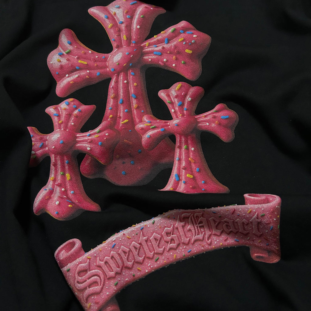 LIFEGOESON 25AW - Strawberry Donut Cross Zip-Up Hoodie