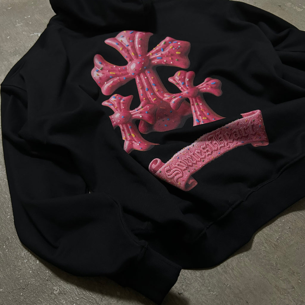 LIFEGOESON 25AW - Strawberry Donut Cross Zip-Up Hoodie