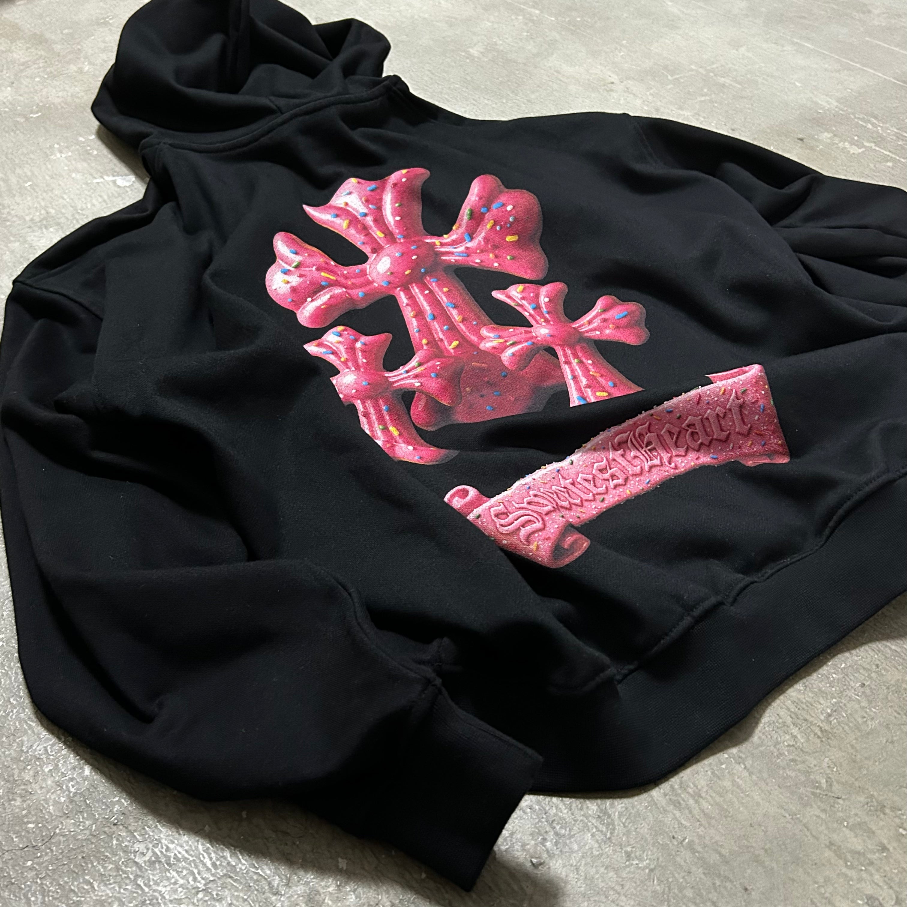 LIFEGOESON 25AW - Strawberry Donut Cross Zip-Up Hoodie