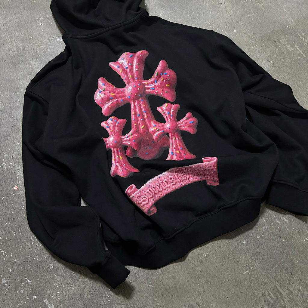 LIFEGOESON 25AW - Strawberry Donut Cross Zip-Up Hoodie