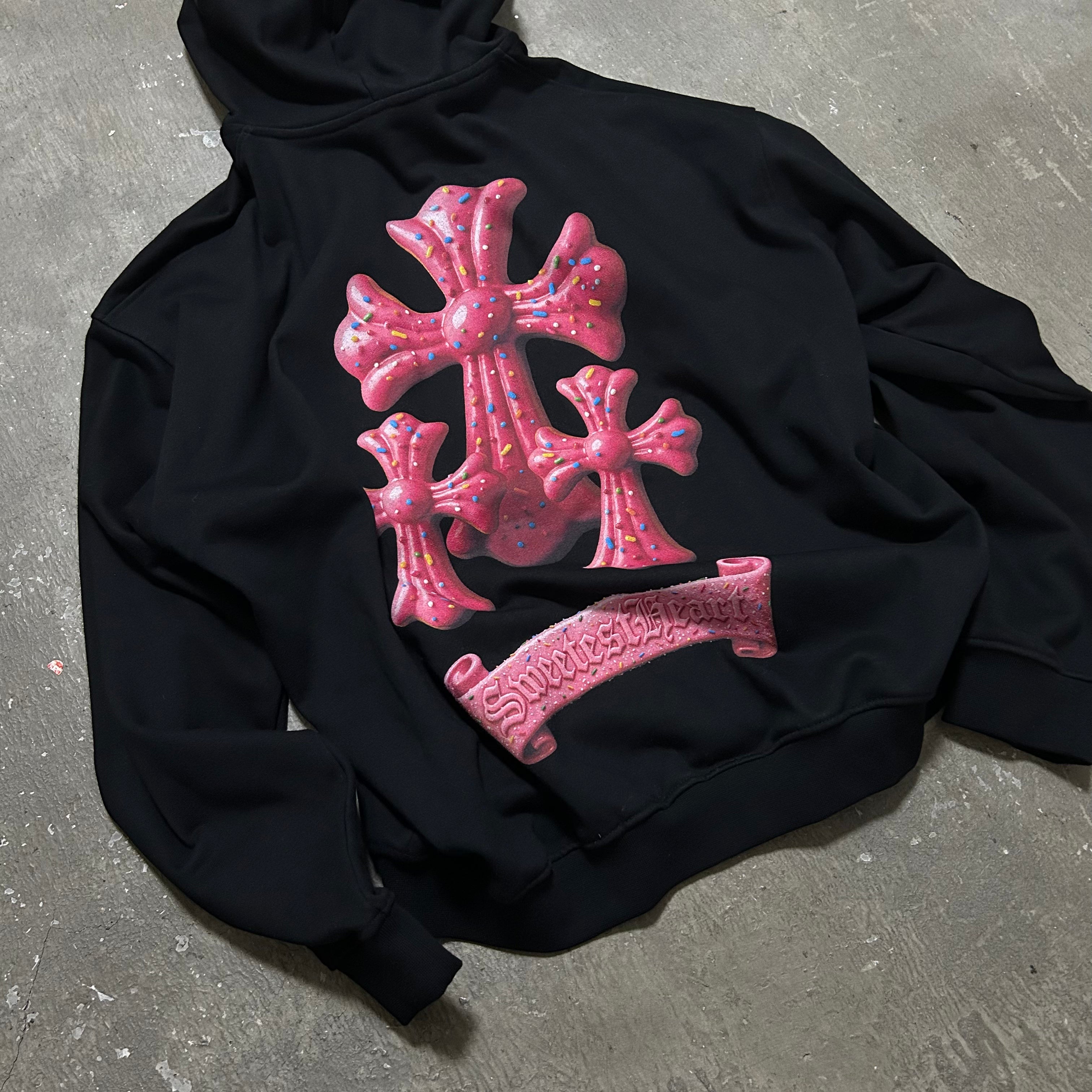 LIFEGOESON 25AW - Strawberry Donut Cross Zip-Up Hoodie